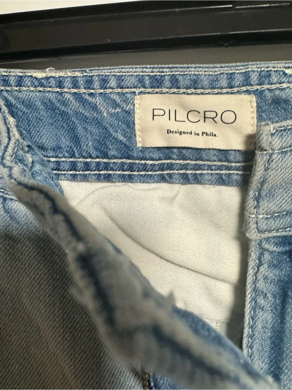 Pilcro Light Wash Wide-Leg Cargo Jeans - Blue